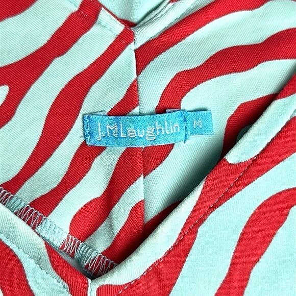 J. McLaughlin Sheath Dress Turquoise Red Zebra Print Sleeveless V-neck Summer M - Picture 9 of 12